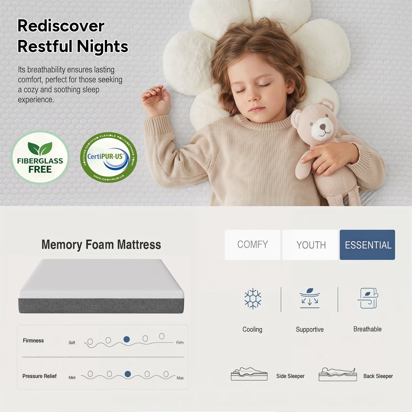 Twutri New Version 10 Inch Queen Memory Foam Mattress, Medium Firm, Zoned Pressure Relief, Certified Safe Foam & Fabric, Mattress in a Box,Adult