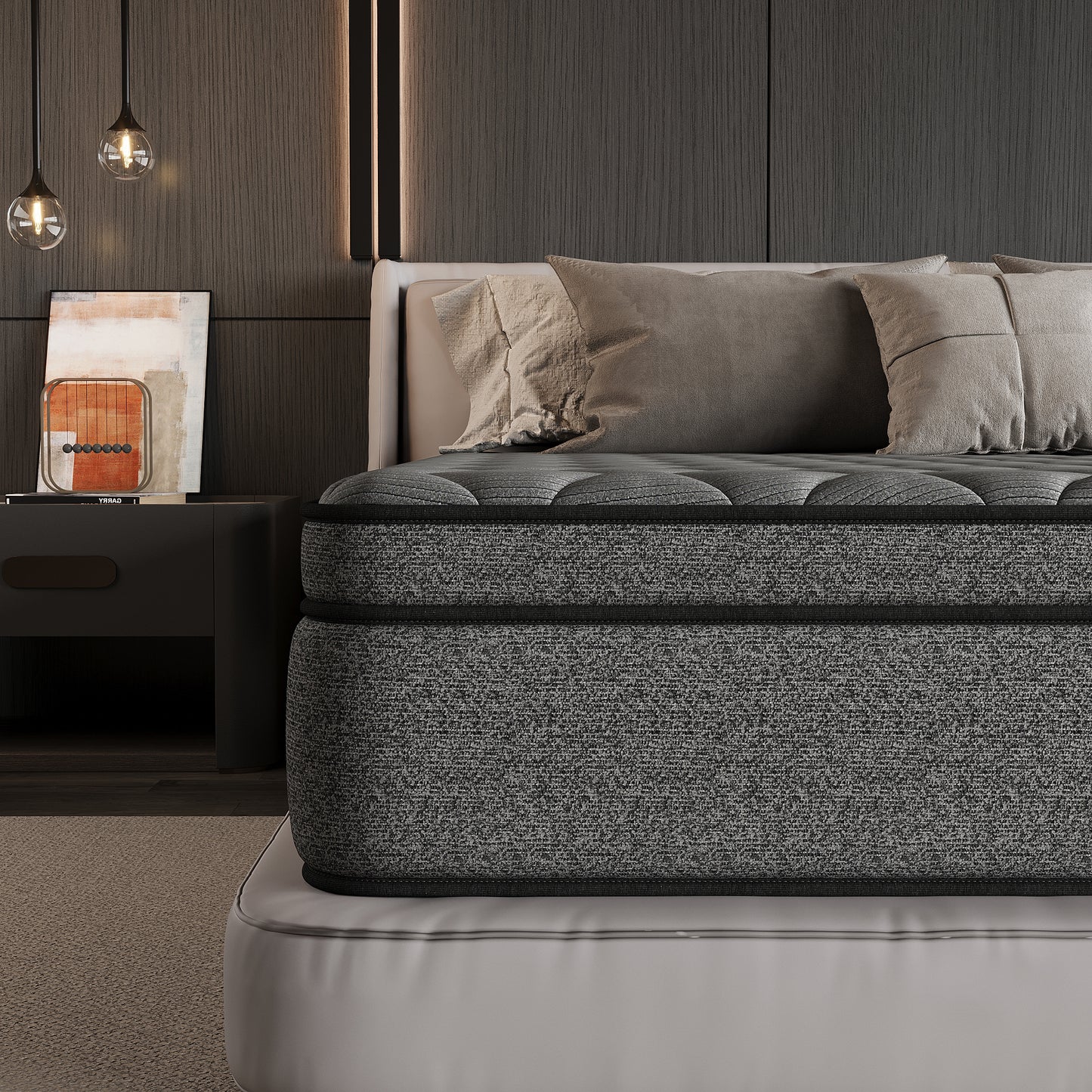 SILENCE MANGO 12 inch King Size Euro Top Mattress Grey Hybrid Medium Firm for Back & Lumbar Support,Bed Mattress in a Box,Individual Pocket Spring for Motion Isolation & Pressure Relief