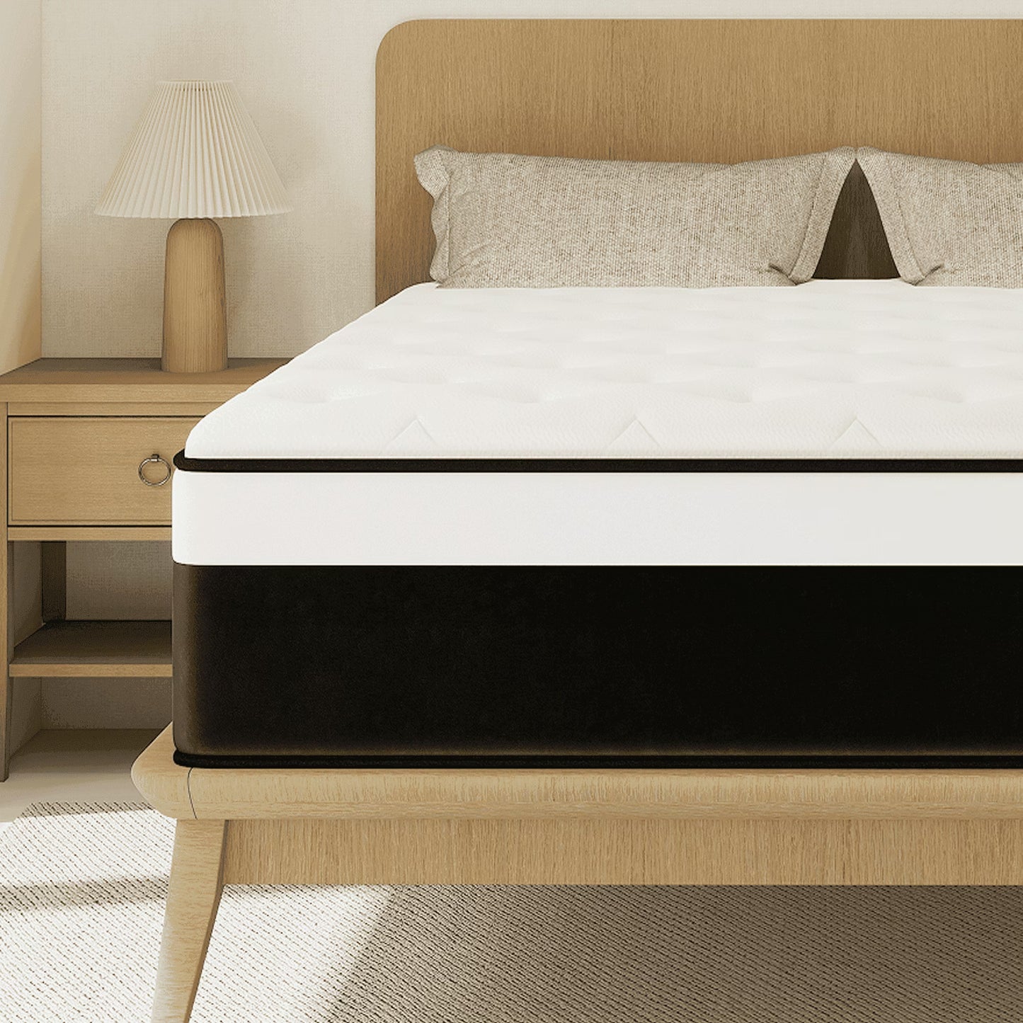 SILENCE MANGO 12 inch Queen Sized Hybrid Mattress With Individually Wrapped Pocket Springs Medium Firm Support in a Box High Density Foam for Adult CertiPUR-US