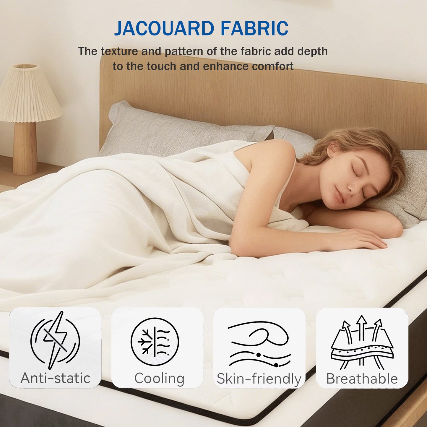 SILENCE MANGO 12 inch Queen Sized Hybrid Mattress With Individually Wrapped Pocket Springs Medium Firm Support in a Box High Density Foam for Adult CertiPUR-US
