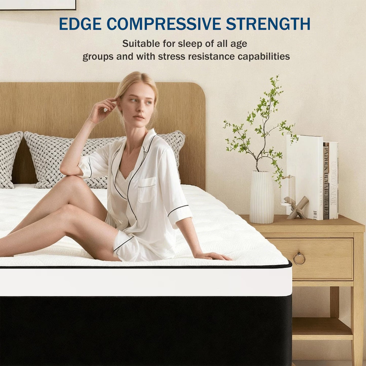 SILENCE MANGO 12 inch Queen Sized Hybrid Mattress With Individually Wrapped Pocket Springs Medium Firm Support in a Box High Density Foam for Adult CertiPUR-US