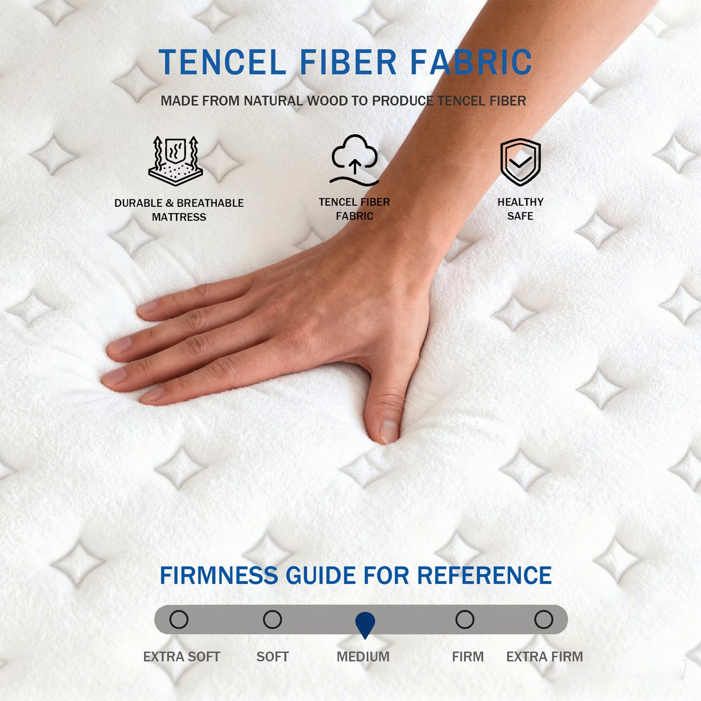 SILENCE MANGO 12 inch Queen Sized Hybrid Mattress With Individually Wrapped Pocket Springs Medium Firm Support in a Box High Density Foam for Adult CertiPUR-US