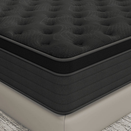 SILENCE MANGO 12 Inch Twin Size Euro Top Hybrid Mattress, Medium Firm, Grey, Bed in a Box, Individual Pocket Springs, Back & Lumbar Support, Motion Isolation, Pressure Relief