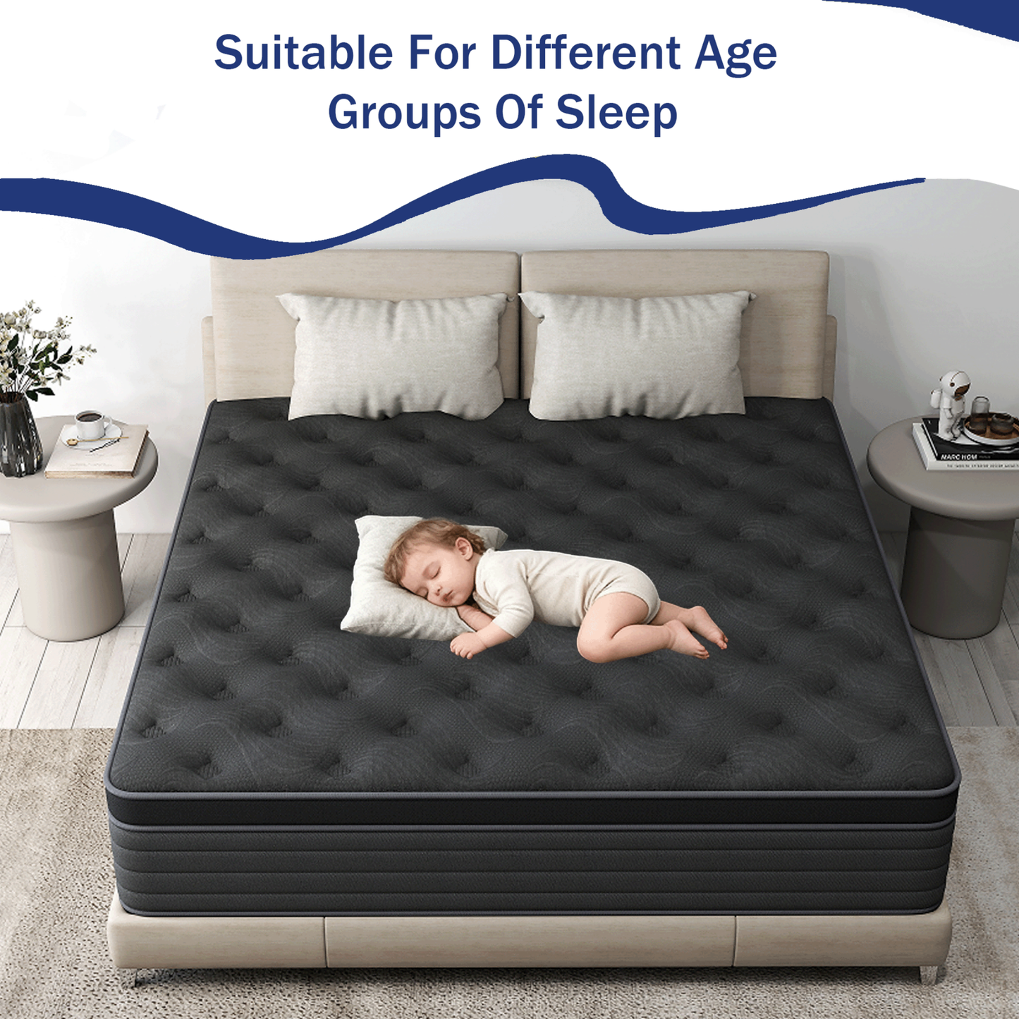 SILENCE MANGO 12 Inch Twin Size Euro Top Hybrid Mattress, Medium Firm, Grey, Bed in a Box, Individual Pocket Springs, Back & Lumbar Support, Motion Isolation, Pressure Relief