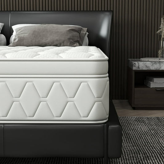 12 inch King Sized Medium Hybrid Mattress High Density Foam Layer Individually Pocketed Springs Motion Isolation Comfortable Sleep