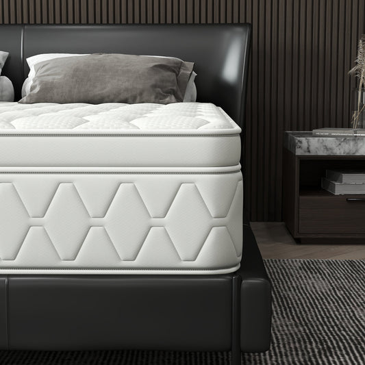 12 inch Queen Sized Medium Hybrid Mattress High Density Foam Layer Individually Pocketed Springs Motion Isolation Comfortable Sleep