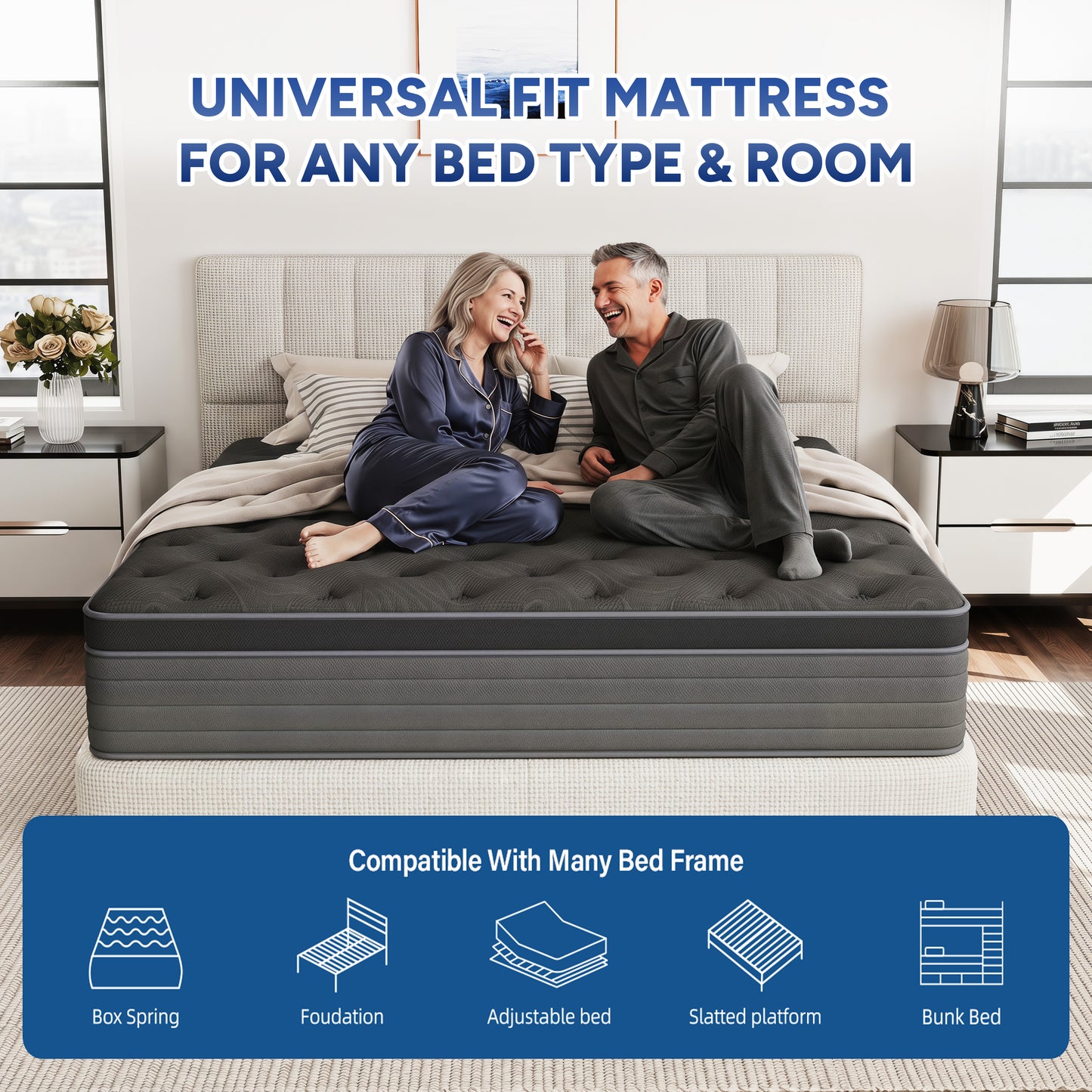 Zhovac 12 inch Full Mattress, Memory Foam & Spring Hybrid Medium Comfort Full Size in a Box,Adult,CertiPUR-US