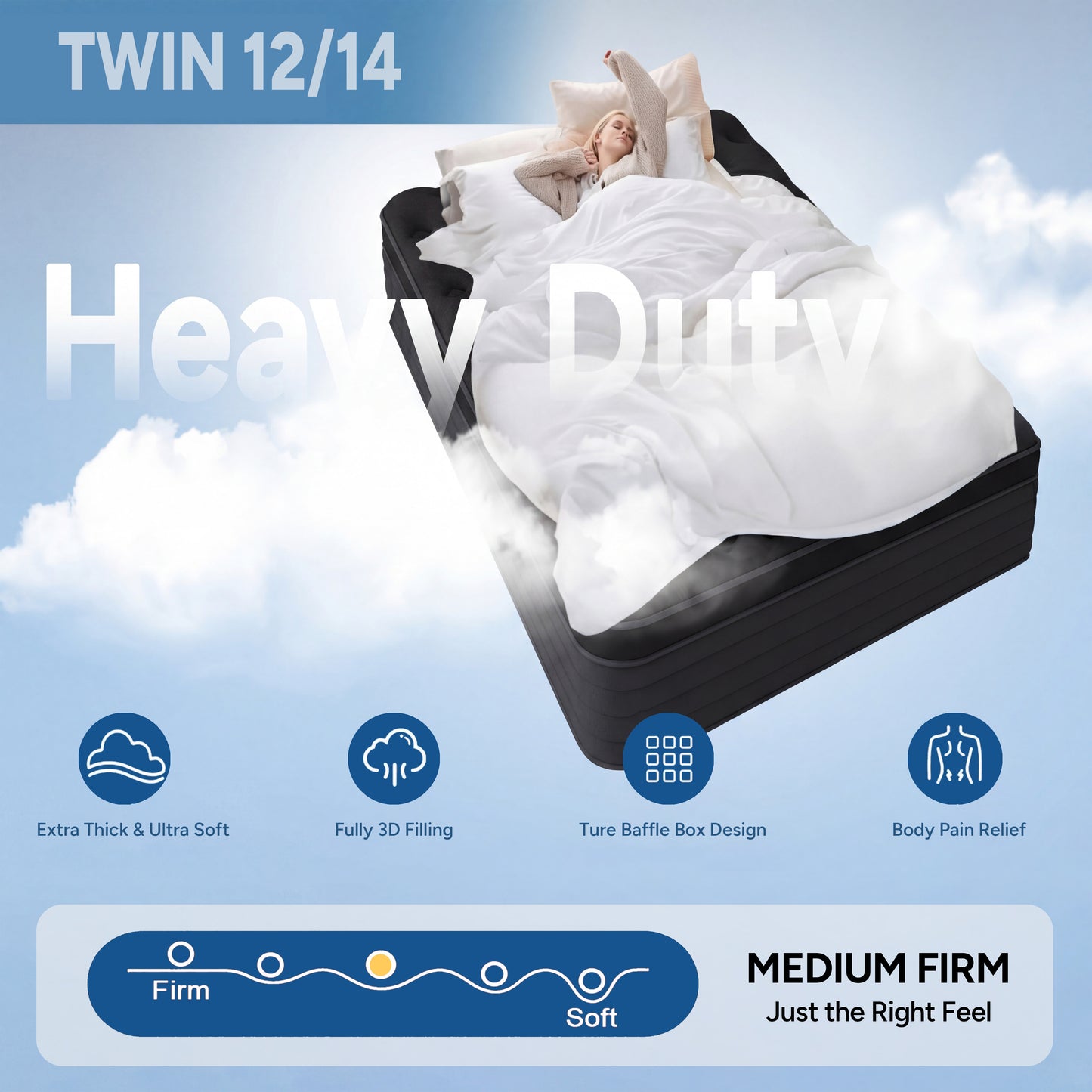 Zhovac 12 inch King Mattress, Memory Foam & Spring Hybrid Medium Comfort King Size in a Box,Adult,CertiPUR-US