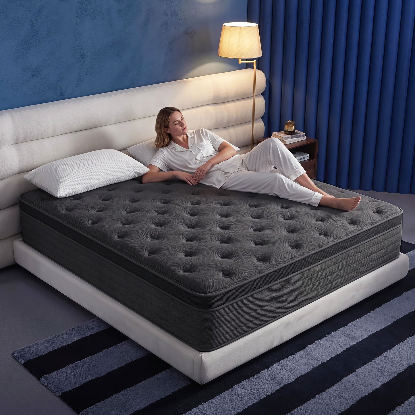 Twutri 14 Inch Medium Firm Euro Top Hybrid Full Mattress Individual Pocket Springs Offer Motion Isolation,Pressure Relief and Optimal Back & Lumbar Support