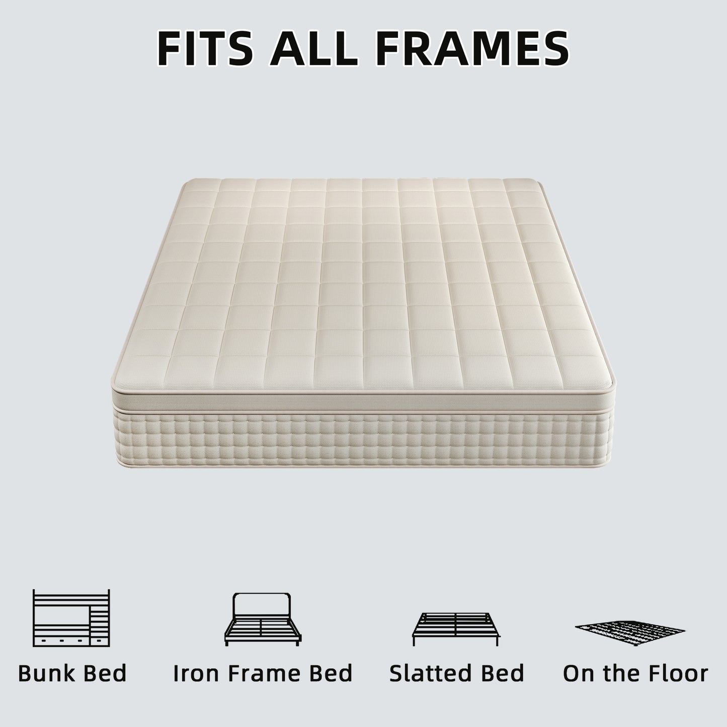 SILENCE MANGO 12 inch Full Sized Hybrid Mattress, Gel Memory Foam, Individually Wrapped Pocket Springs, Medium Firmness, Zoned Pressure Relief Design, Boxed Mattress, High-density Foam Layer