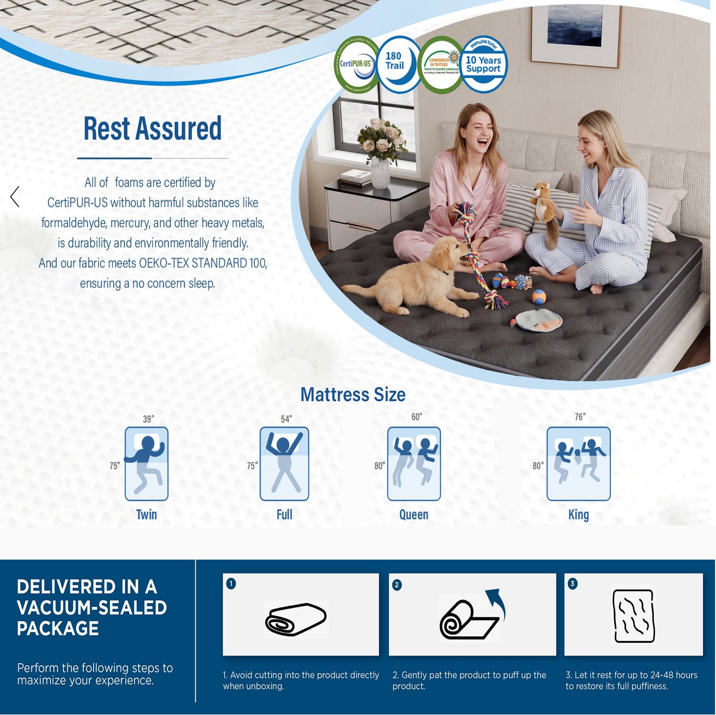 Zhovac 12 inch Full Mattress, Memory Foam & Spring Hybrid Medium Comfort Full Size in a Box,Adult,CertiPUR-US