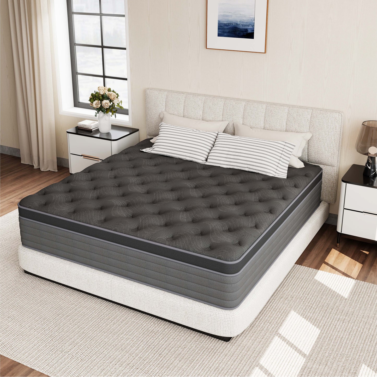 Zhovac 12 inch King Mattress, Memory Foam & Spring Hybrid Medium Comfort King Size in a Box,Adult,CertiPUR-US