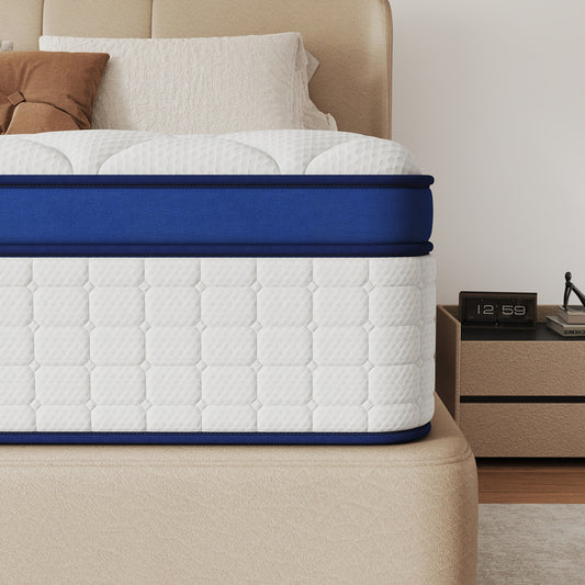 12 inch Full Size Medium Firm Hybrid Mattress,High Density Foam Layer, Individually Pocketed Springs, Gel Design, Boxed Memory Foam Mattress, Hypoallergenic Material，Motion Isolation Feature