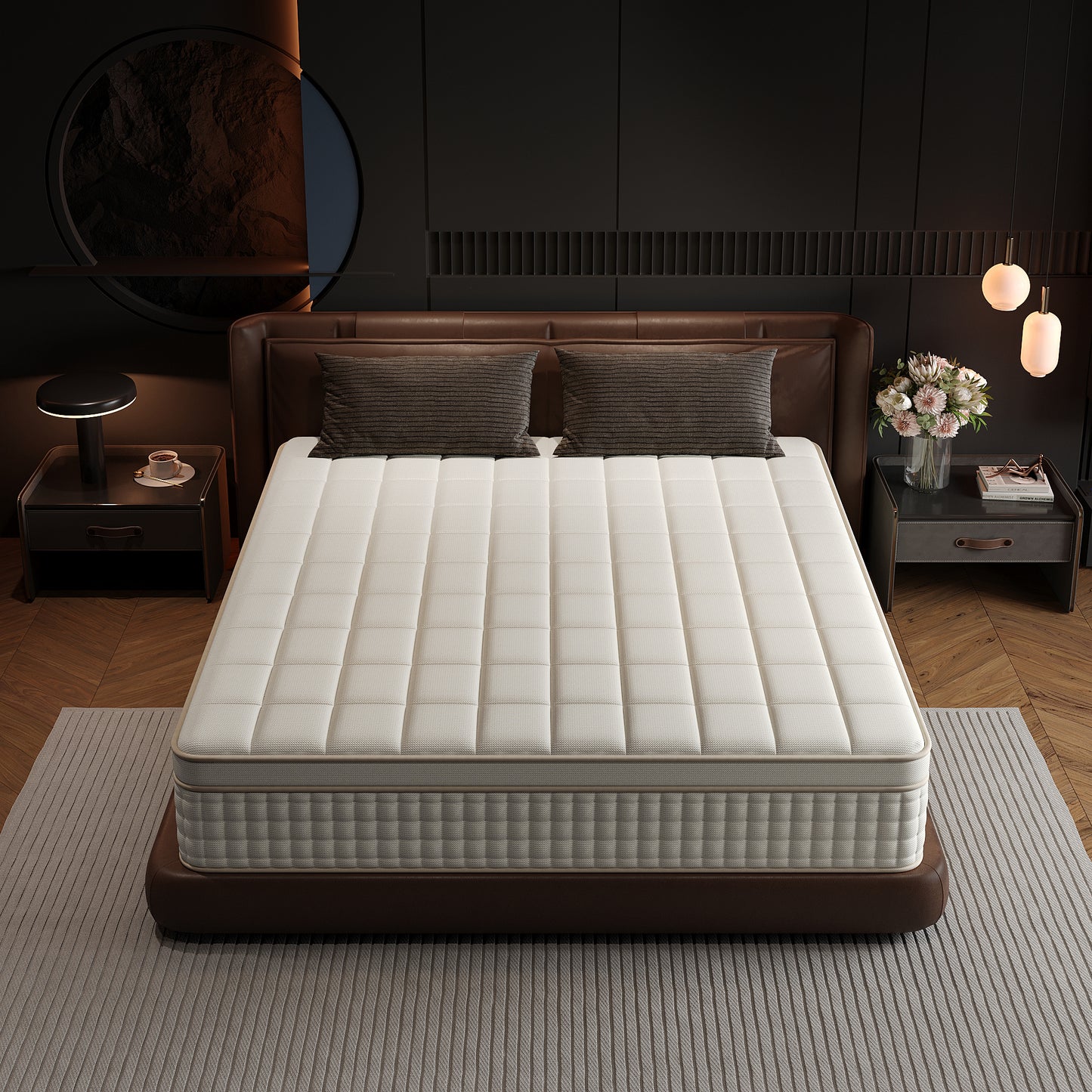 SILENCE MANGO 12 inch Full Sized Hybrid Mattress, Gel Memory Foam, Individually Wrapped Pocket Springs, Medium Firmness, Zoned Pressure Relief Design, Boxed Mattress, High-density Foam Layer