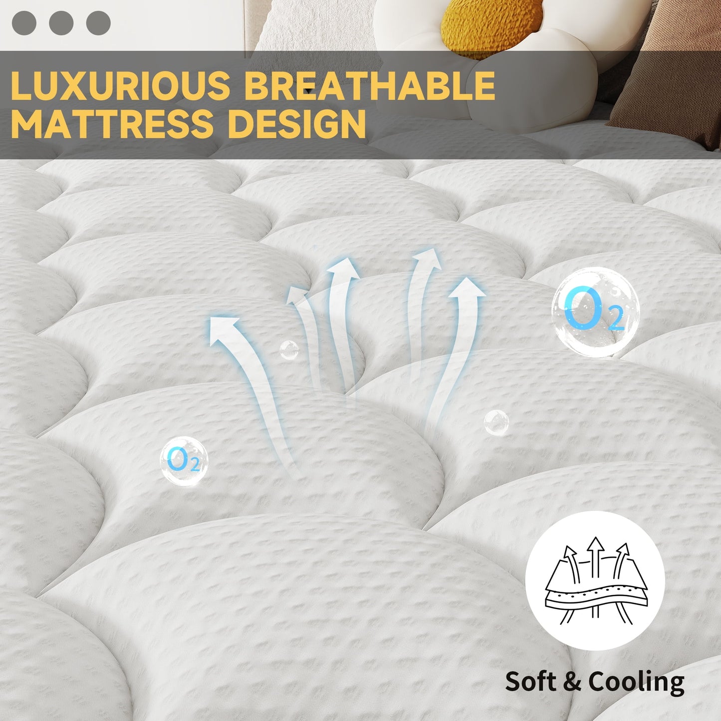 12 inch Queen Size Medium Firm Hybrid Mattress,High Density Foam Layer, Individually Pocketed Springs, Gel Design, Boxed Memory Foam Mattress, Hypoallergenic Material，Motion Isolation Feature