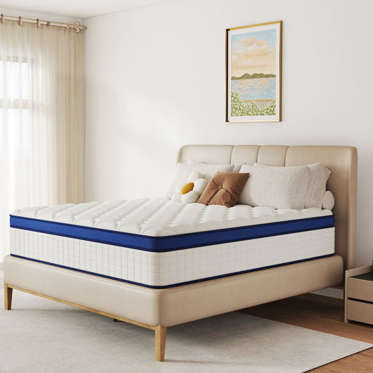 12 inch Twin Size Medium Firm Hybrid Mattress,High Density Foam Layer, Individually Pocketed Springs, Gel Design, Boxed Memory Foam Mattress, Hypoallergenic Material，Motion Isolation Feature